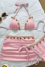 Solid Color Pendant Three Piece Swim Set image 7