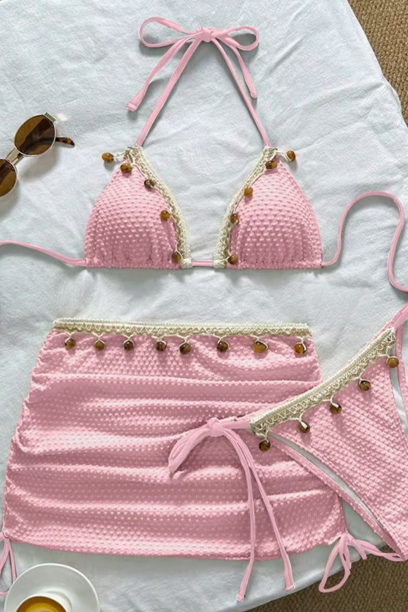 Solid Color Pendant Three Piece Swim Set image 7