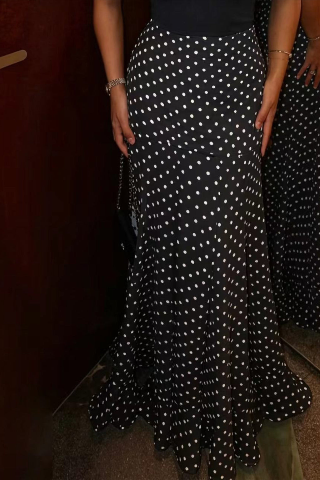 High Waist Polka Dot Hip Long Skirt image 7