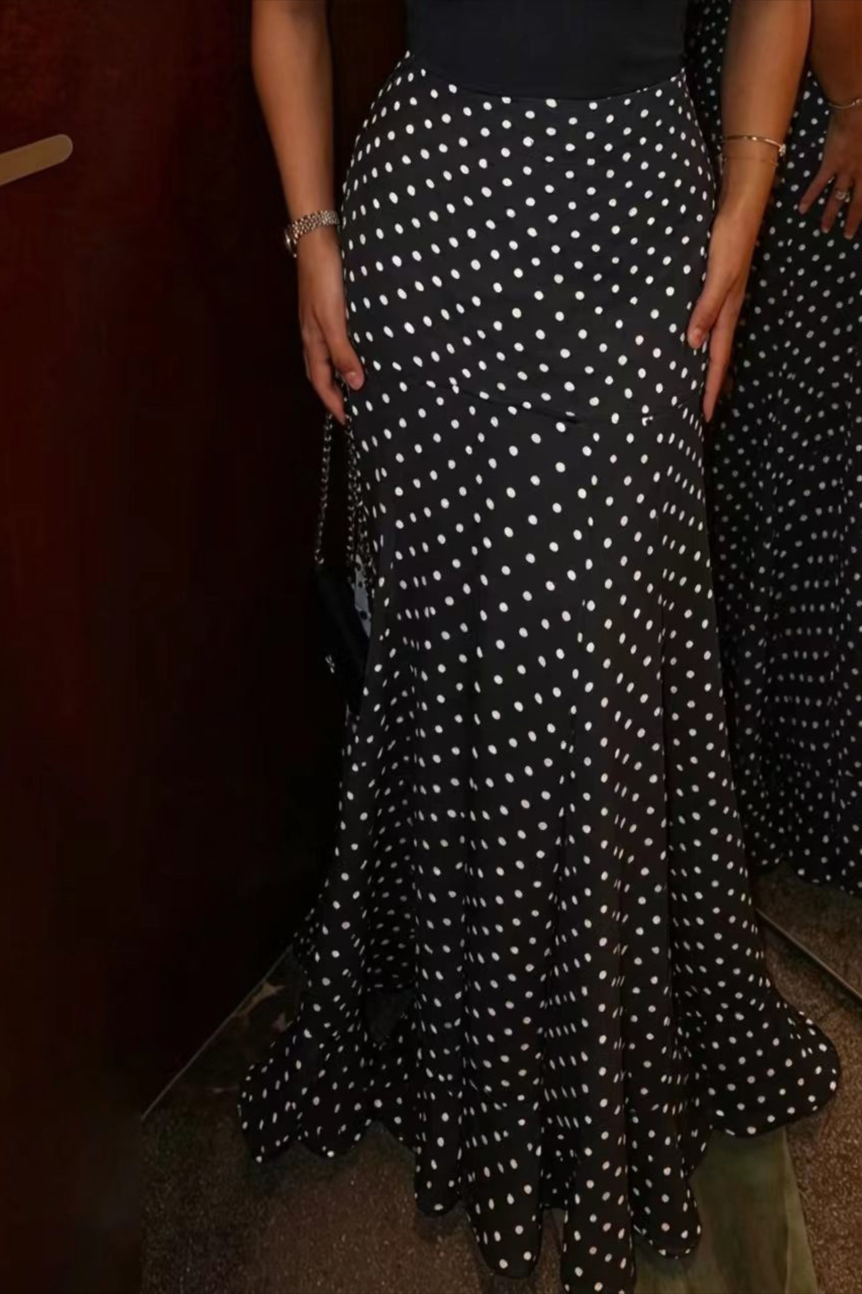 High Waist Polka Dot Hip Long Skirt image 7