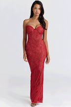 Sexy Lace Sheer Shawl Bandeau Maxi Dress image 6