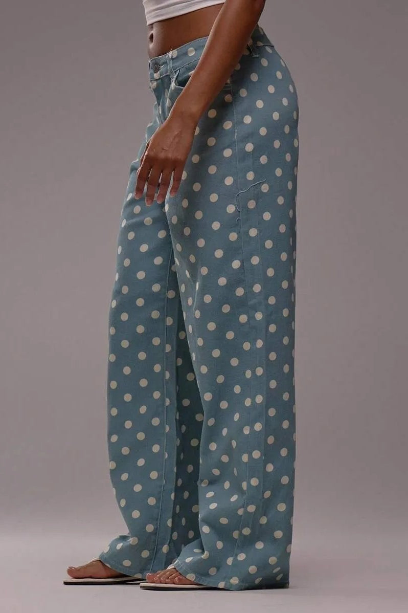 Polka Dot Loose Mid Rise Jeans image 4
