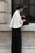 Elegant Solid High Collar Short Cape Coat image 4