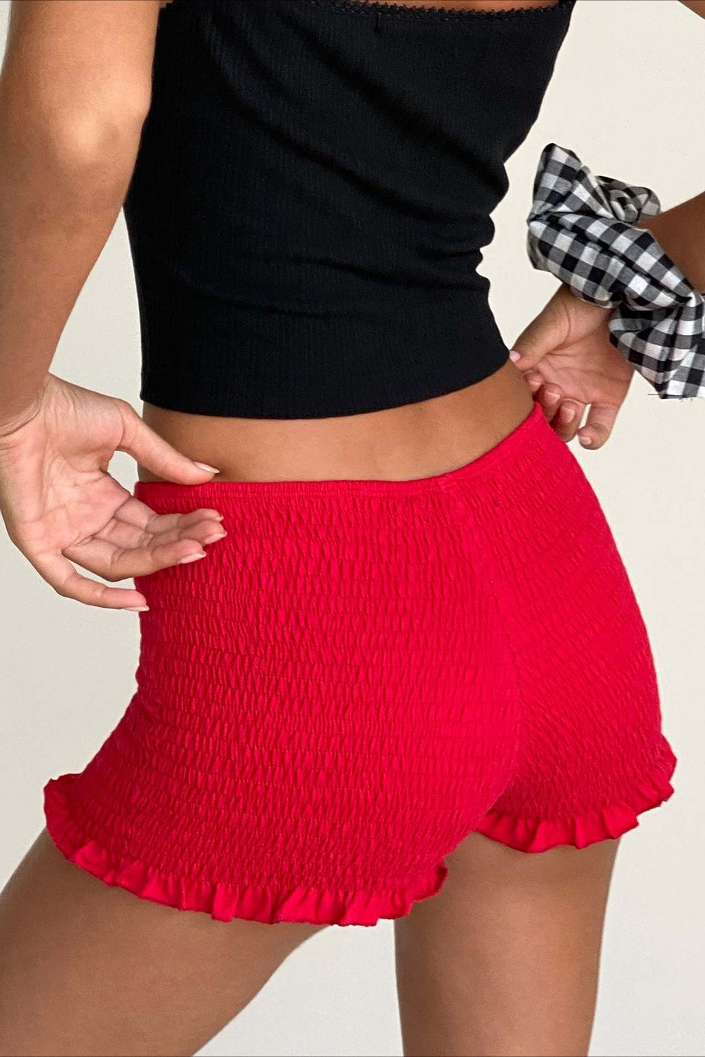 Y2K Solid Casual Low Waist Plaid Ruffle Shorts image 12