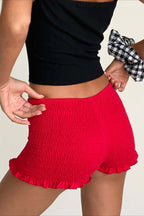 Y2K Solid Casual Low Waist Plaid Ruffle Shorts image 12