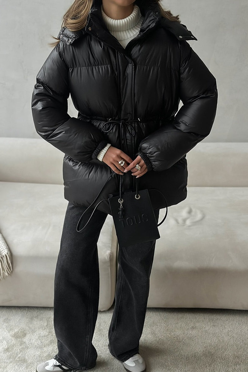 Adjustable Drawstring Hooded Puffer Jacket image 5