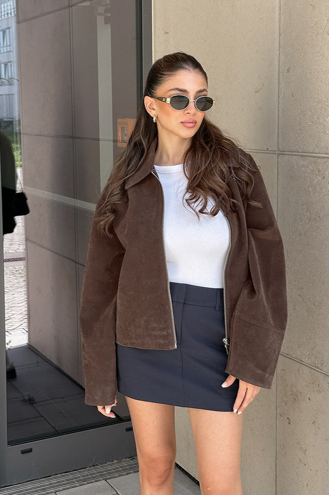 Loose Fit Brown Suede Jacket image 3