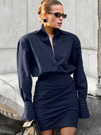 Striped Long Sleeve Shirt Dress Blouse image 1