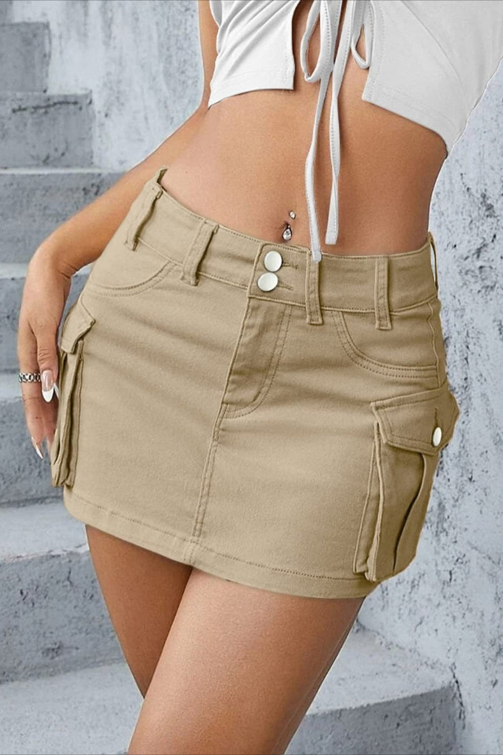Cargo Street Solid Bodycon Skirt image 1