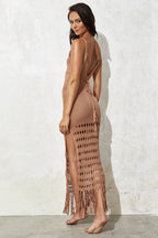 Knit Hollow Tie Fringe Cover Up image 3