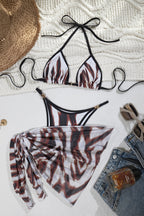 Sexy Print Halter Bikini And Skirt Three Piece Swim Sets image 4