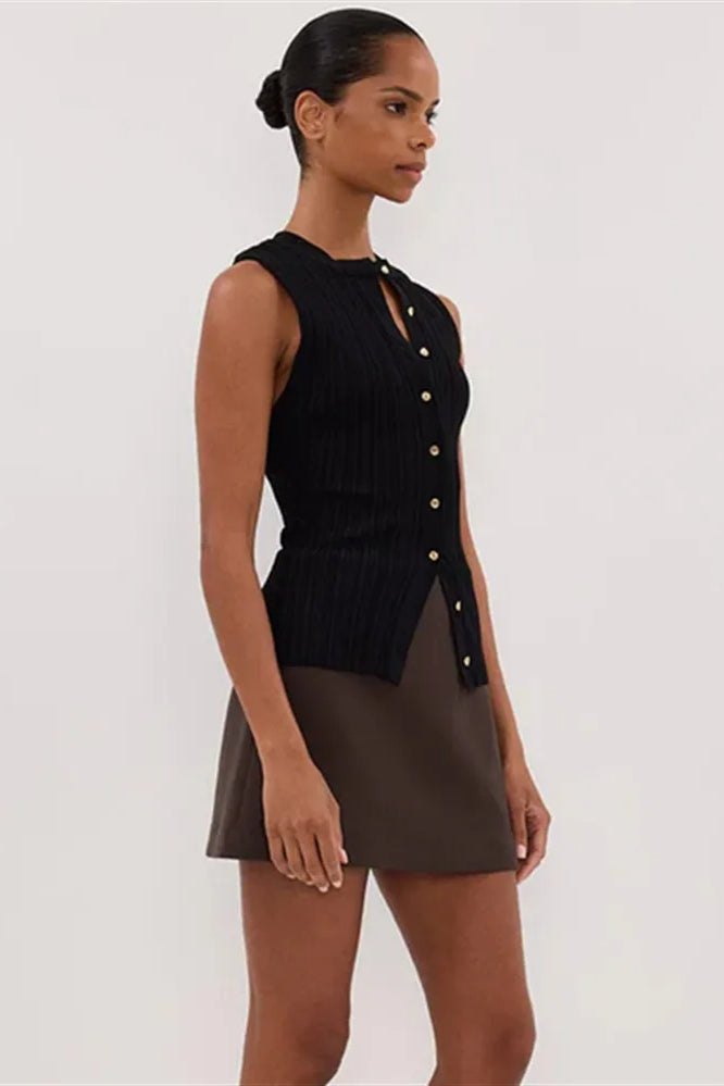 Solid Ribbed Sleeveless Cardigan image 6