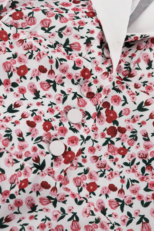 Puff Sleeve Digital Print Peter Pan Collar High Waist Maxi Floral Dress image 5