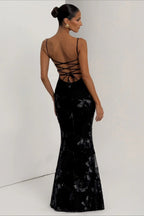3D Applique Bone Pad Tie Back Solid Prom Dress image 5
