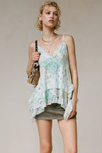Retro Floral Chiffon Ruffled Cami Top image 6