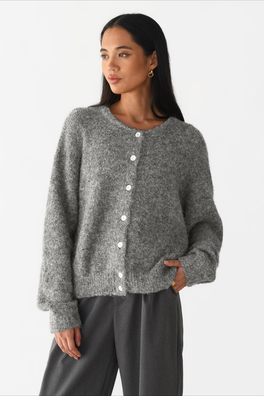 Solid Color Wool Blend Cardigan image 1