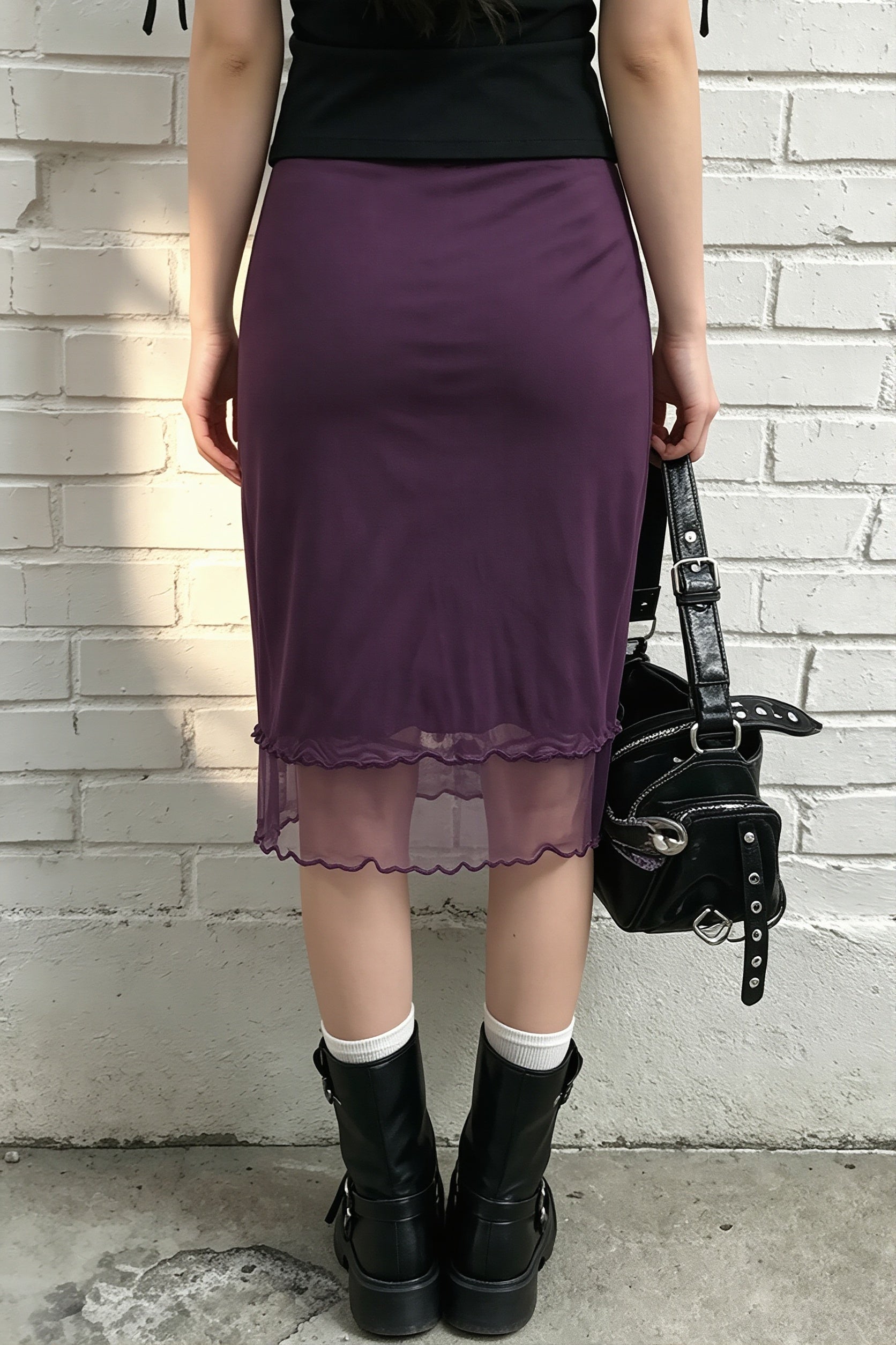Elegant Ruffle Double Mesh Skirt image 2