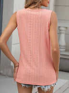 Daphne Eyelet Tank detail view styled for Avrienne