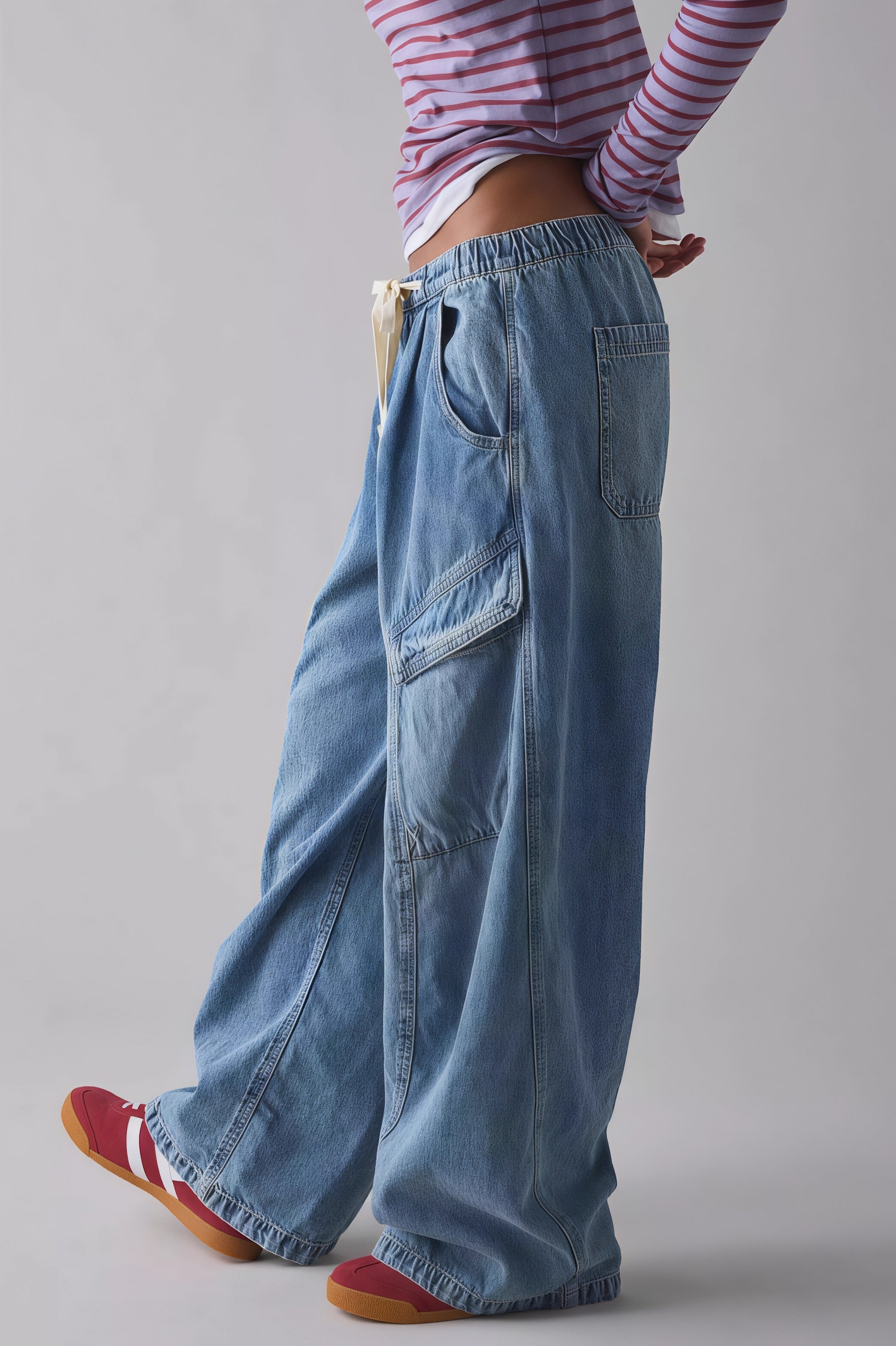Street Tie Casual Loose Pocket Jeans image 2