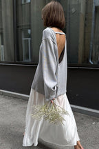 Cotton Pullover Open-Back Loose Sexy Knit Top image 9