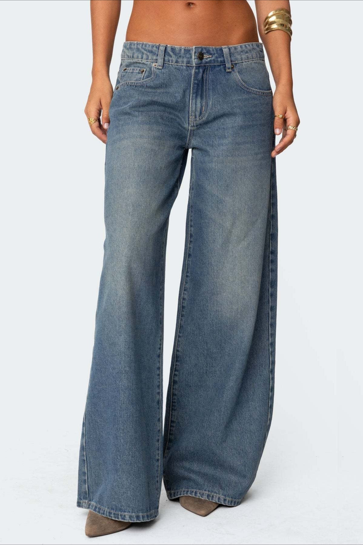 Low Waist Printed Wide Leg Jeans image 2
