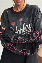 Vintage Distressed Rose Print Sweatshirt image 2