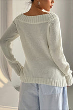 Solid Asymmetric Off-Shoulder Pullover Knit Top image 5