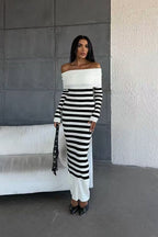 Striped Off Shoulder Sweater Dress image 3