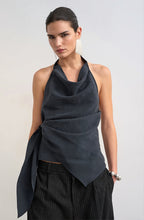 Cowl Neck Backless Asym Draped Halter Top image 2