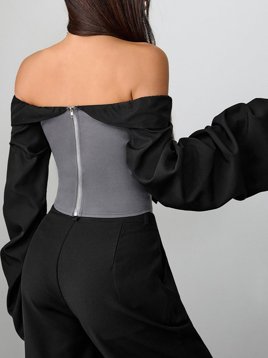 Vintage Corset Tie Up Long Sleeve Blouse image 4