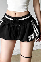 Sporty Color Block Letter Print High Waist Shorts image 5