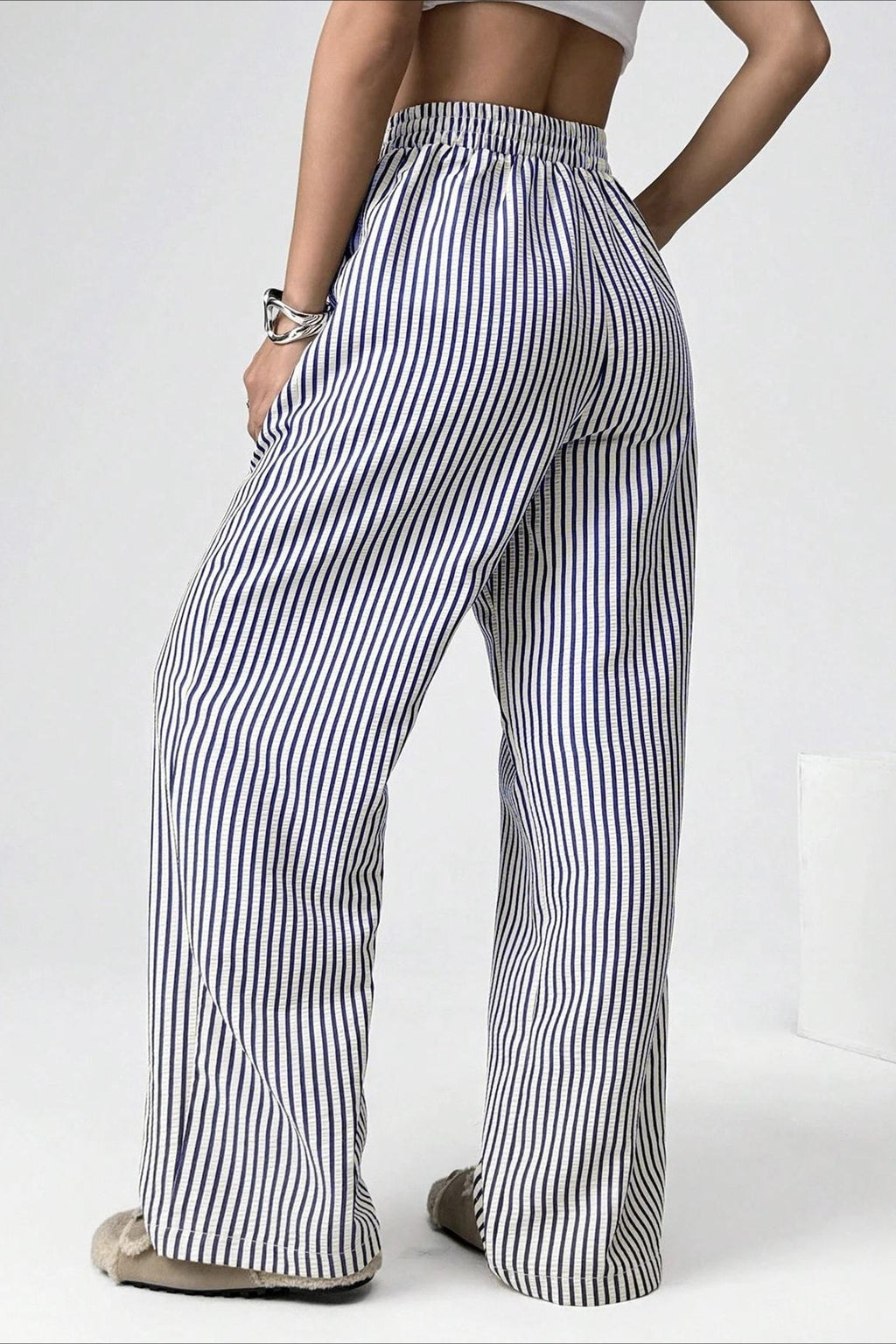 High Waist Striped Casual Pants image 5