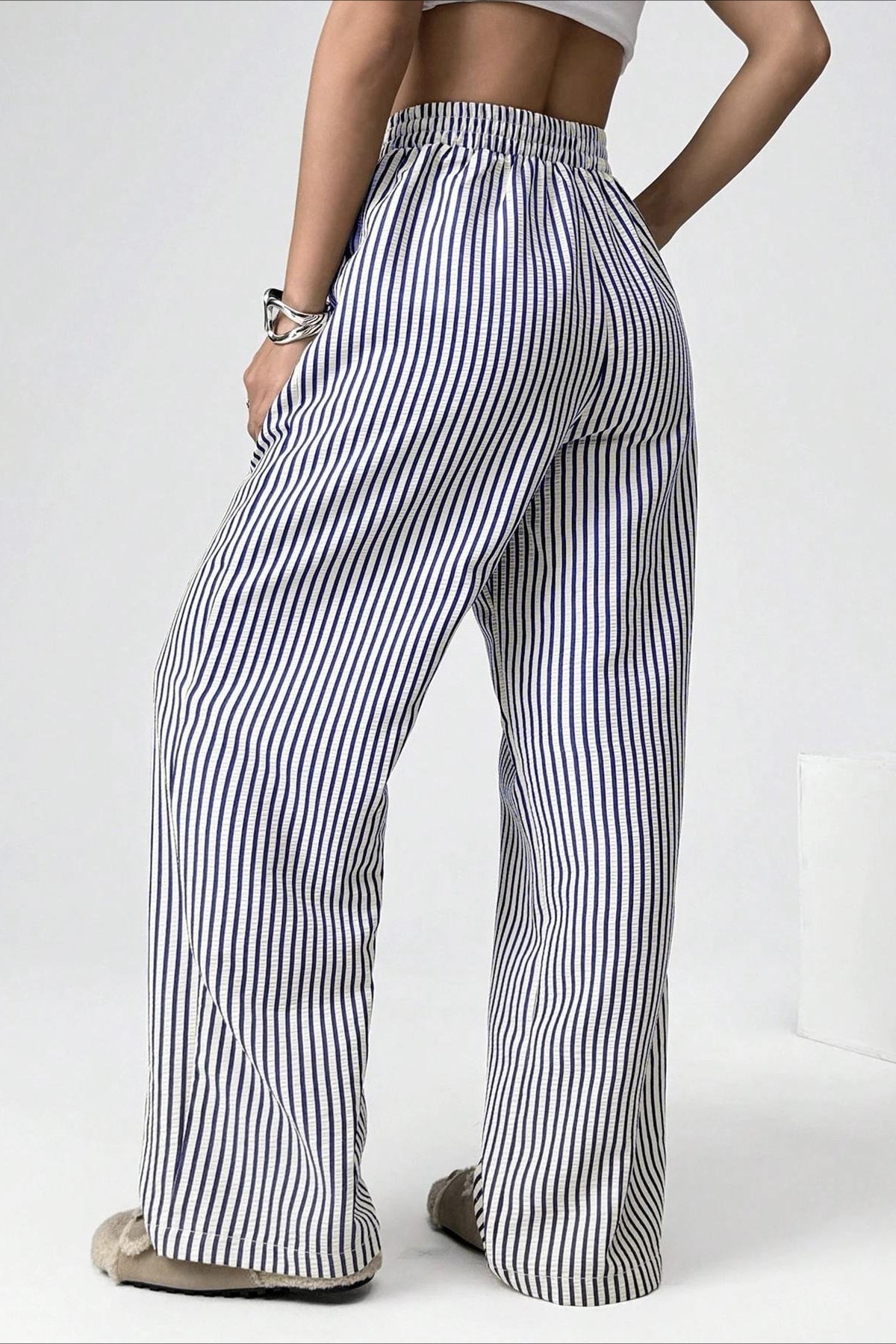 High Waist Striped Casual Pants image 5