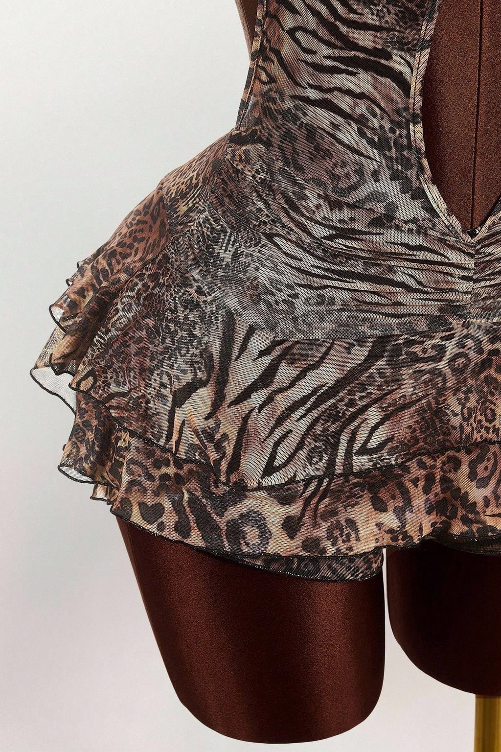 Leopard Print Sexy Halter Tie Tiered Mini Dress image 6