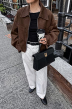 Loose Fit Brown Suede Jacket image 2