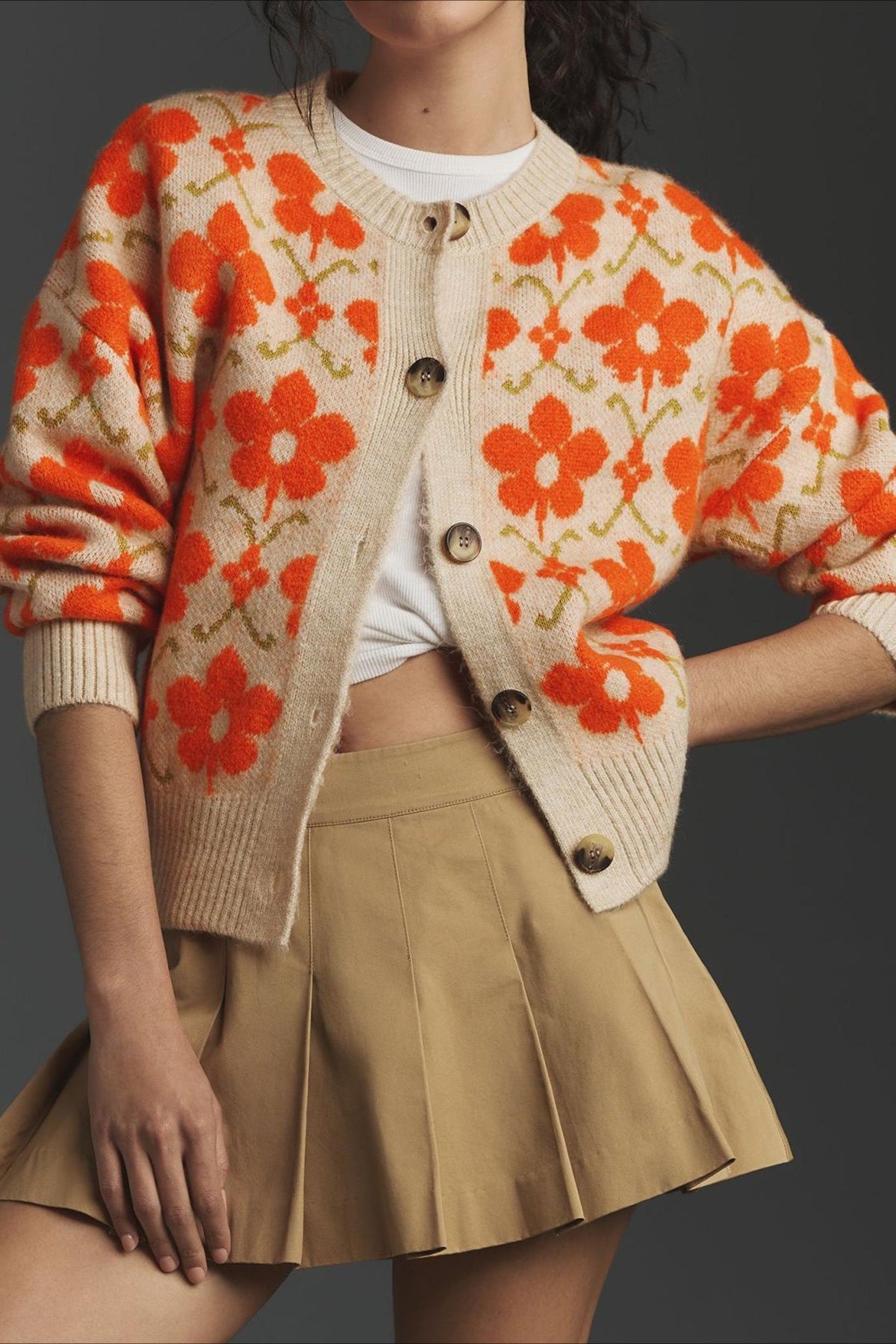 Jacquard Button-Up Knit Cardigan image 2