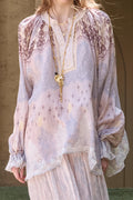 Linen Tie Dye Casual Long Sleeve Blouse image 1
