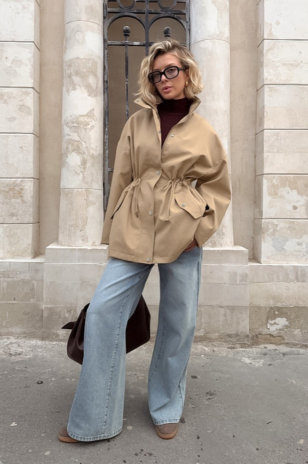 Barnfit Midi Drawstring Trench Coat image 5