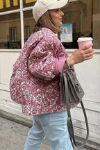 Floral Print Crew Neck Padded Coat image 3