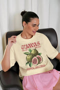 Casual Loose Cotton Fruit Print T-shirt image 1