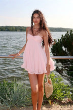 Off Shoulder Flowy Chiffon Cami Mini Dress image 6