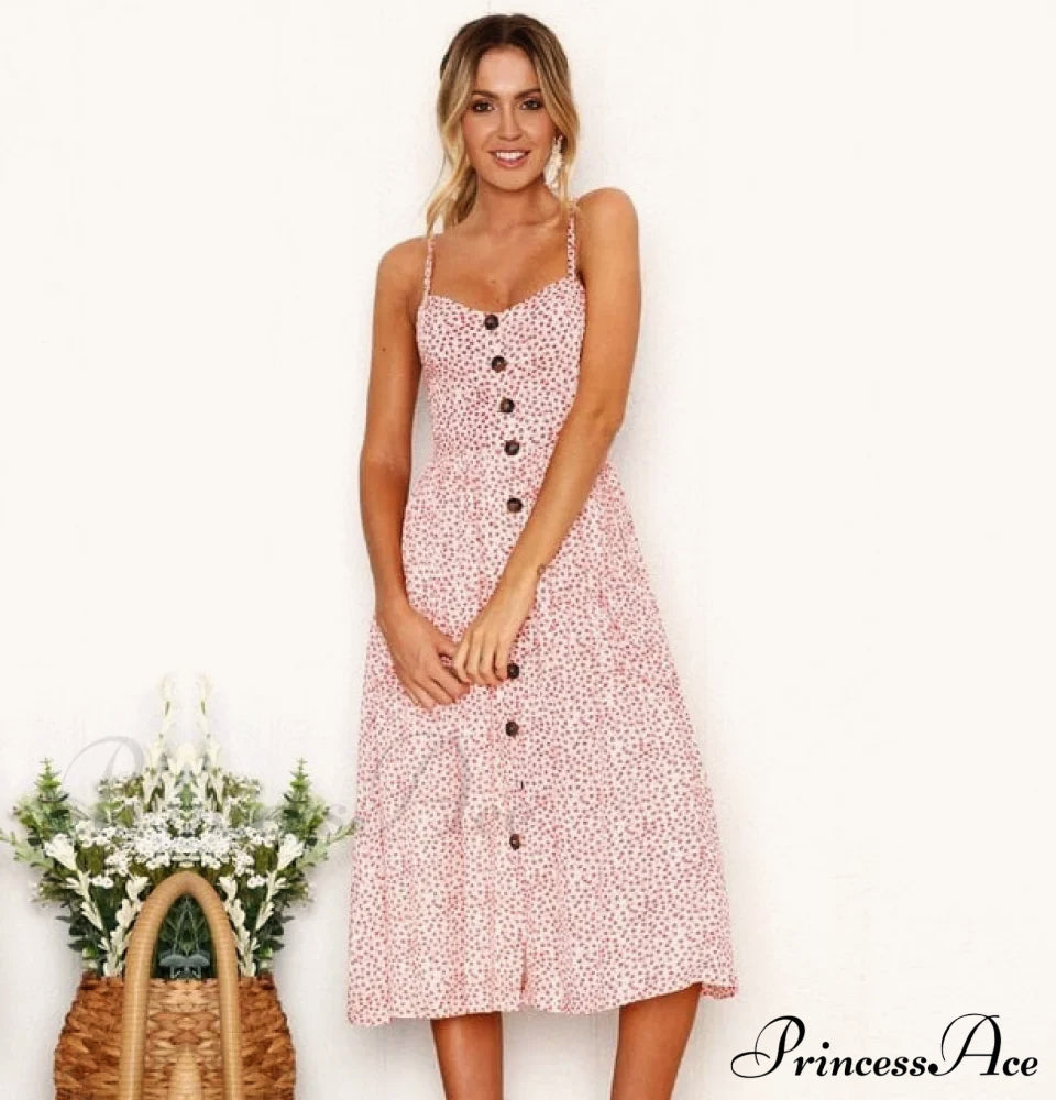 Polka Dot Striped Backless Midi Dress image 7