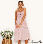 Polka Dot Striped Backless Midi Dress image 7