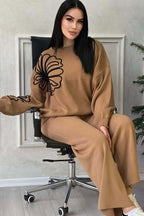 Casual Round Neck Knit Sweater with Pants Two Piece Set image 9