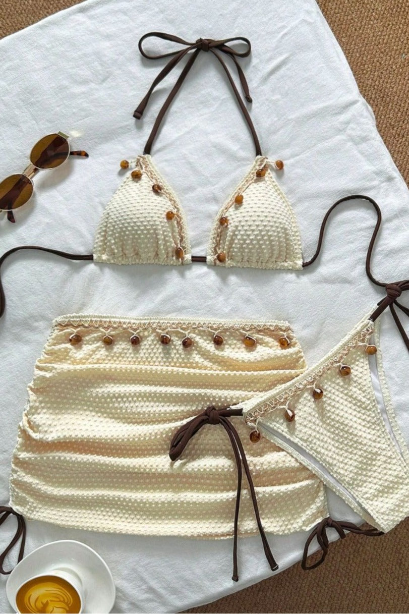 Solid Color Pendant Three Piece Swim Set image 3