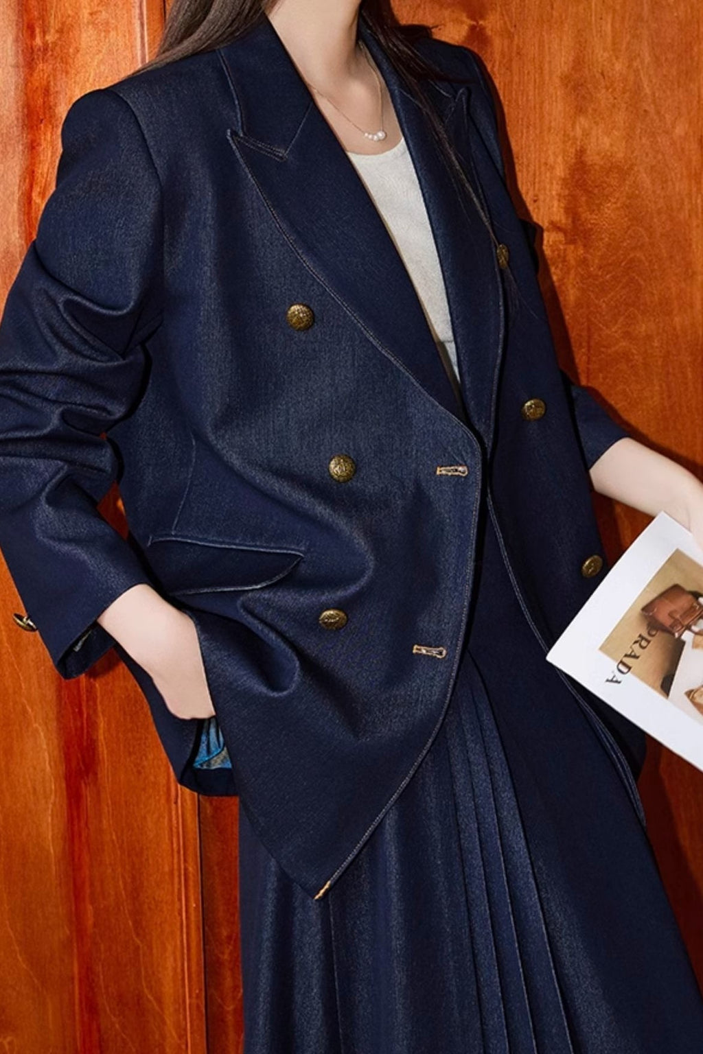 Double Breasted Twill Blazer image 6