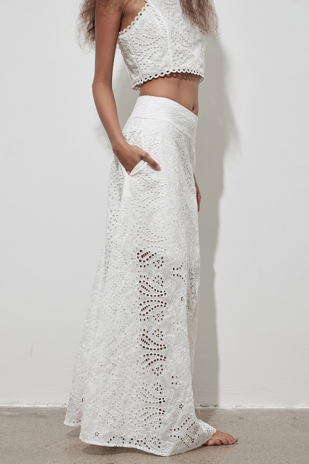 Cutout Allover Embroidered Maxi Skirt image 3