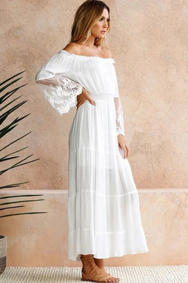 Flare Sleeve Off Shoulder Boho Dress image 16