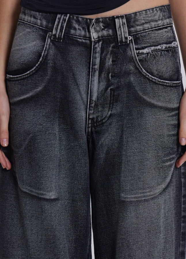 Gradient Wing Print Wide Leg Jeans image 15