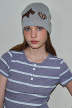 Leopard Heart Dog Pattern Wool Blend Knitted Hat image 4
